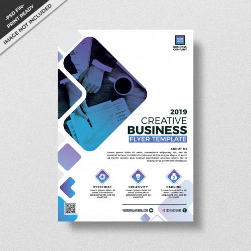 Blue Creative Modern Style Business Flyer Template Design Premium PSD