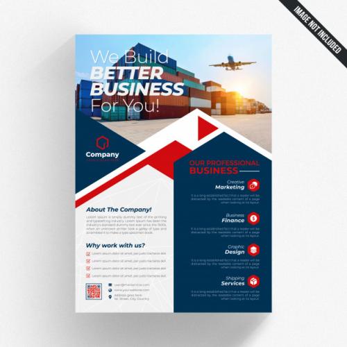 Blue And White Business Flyer With Red Details Premium PSD