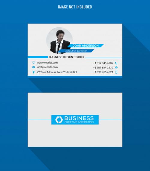 Cyan Bacground Business Card Psd Template Premium PSD