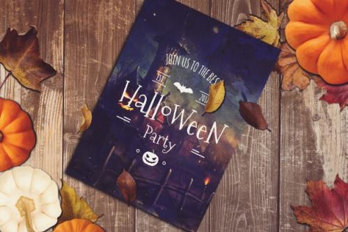 Flyer Mockup With Halloween Design Premium PSD