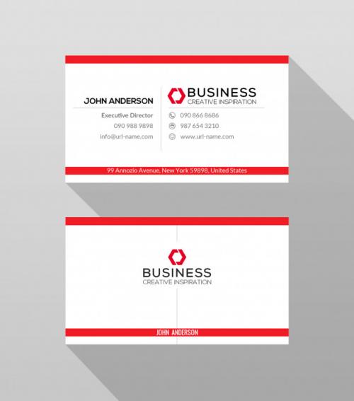 Red Minimal Business Card Template Premium PSD