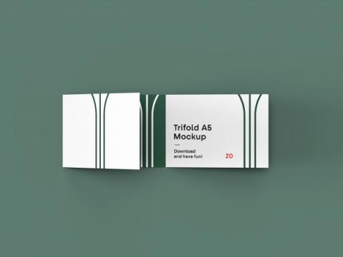 Trifold Landscape Brochure Mockup Premium PSD