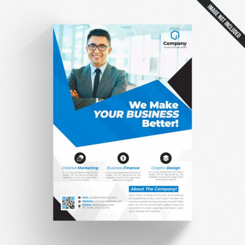 White Business Flyer With Blue Details Premium PSD