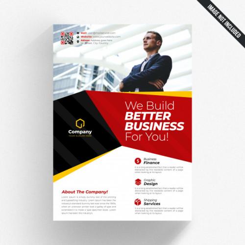 White Business Flyer With Yellow And Red Details Premium PSD