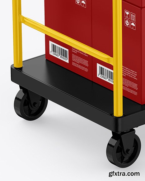 Warehouse Trolley With Boxes Mockup 58789