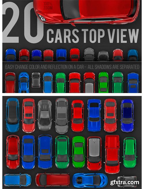 20 Cars Top View Renders 3631674