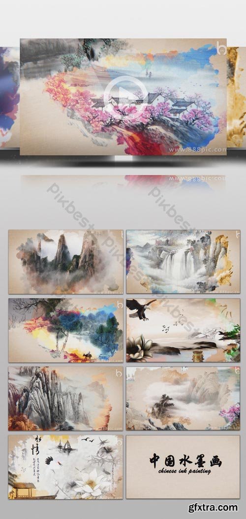 PikBest - Chinese style of ink painting style graphic display AE template - 111401