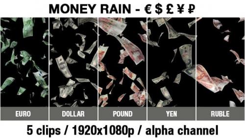 Videohive - Money Rain - Euro, Dollar, Pound, Ruble, Yen