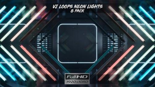 Videohive - VJ Loops Neon Lights Ver.1 - 8 Pack