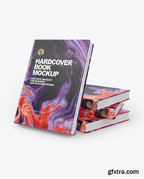 Hardcover Books w/ Glossy Cover Mockup 58775