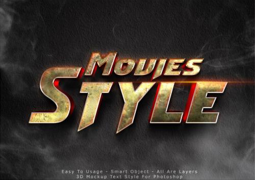 3d Movies Mockup Text Style Effect Premium PSD