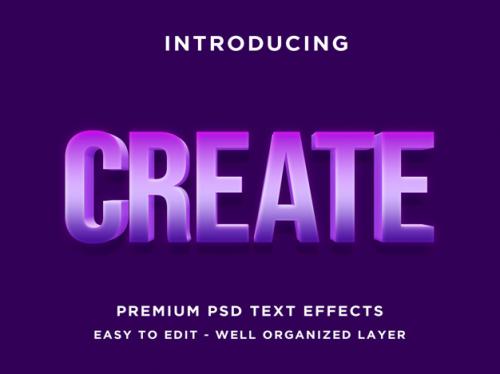 Create - 3d Purple Text Effect Psd Premium PSD