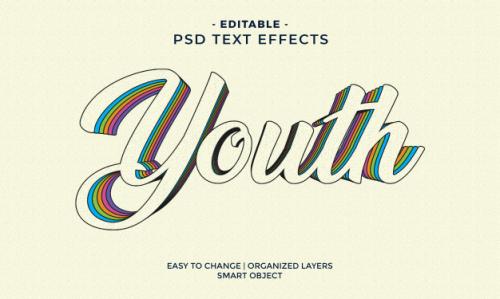 Modern Colorful Youth Text Effect Premium PSD