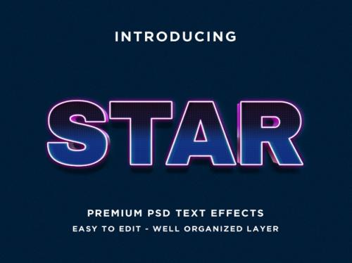 Star - 3d Blue Text Effect Psd Premium PSD