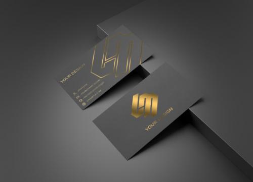 Black And Gold Business Card Mockup Premium PSD