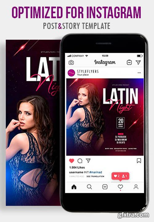 Latin Night V1604 2020 PSD Instagram Post and Story Template