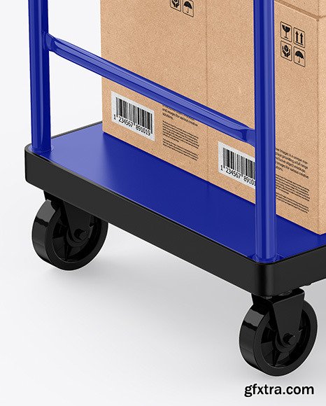 Warehouse Trolley With Kraft Boxes 58831