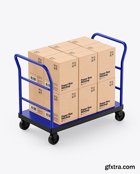 Warehouse Trolley With Kraft Boxes 58831