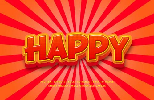 Happy Cartoon 3d Text Style Effect Premium PSD