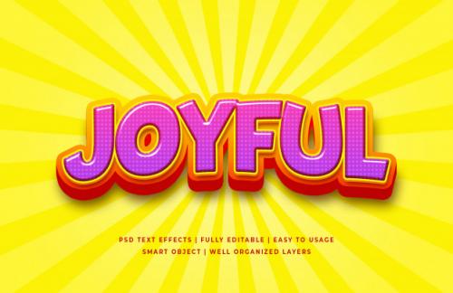 Joyful Cartoon 3d Text Style Effect Premium PSD