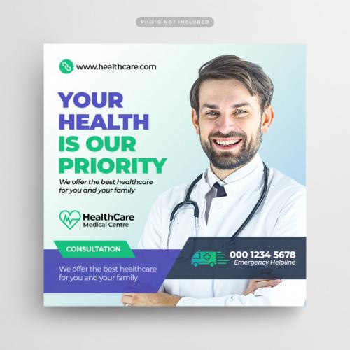 Medical Healthcare Flyer Social Media Post & Web Banner Premium PSD