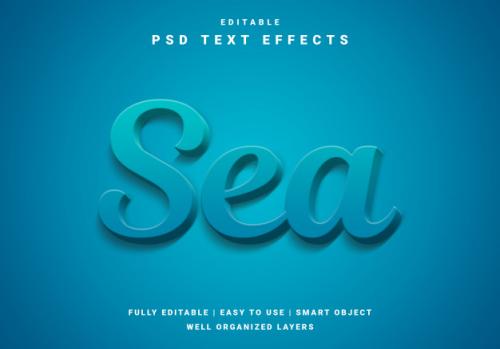 Modern 3d Sea Text Effect Premium PSD