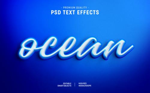 Ocean Color Layered Text Style Effect Premium PSD