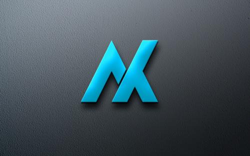 Photorealistic Blue Metalic Logo Mockup Premium PSD