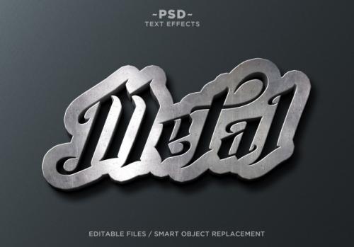 Sign Wall Metal Effects Editable Text Premium PSD