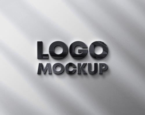 Wall Logo Mockup With Shadow Premium PSD