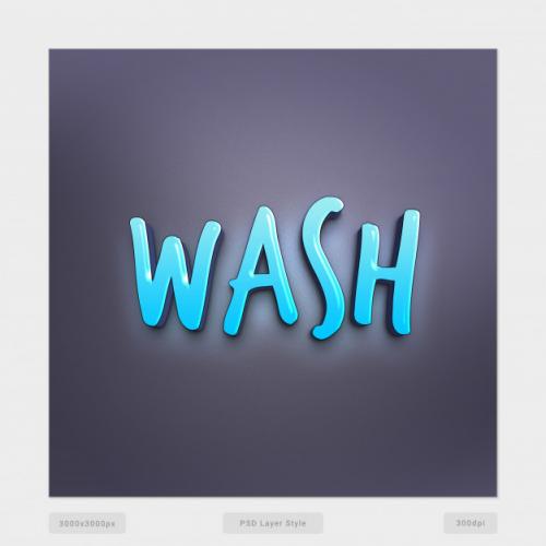 Wash 3d Text Style Effect Premium PSD