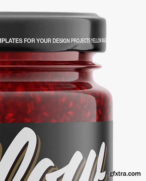 Glass Jar with Raspberry Jam Mockup 58429