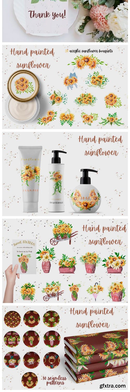 Hand Painted Sunflower Collection 3908686