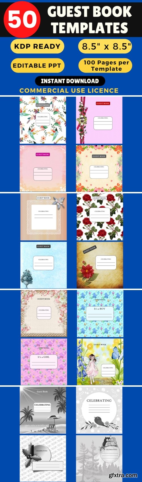 KDP Bundle 50 Guest Books Templates