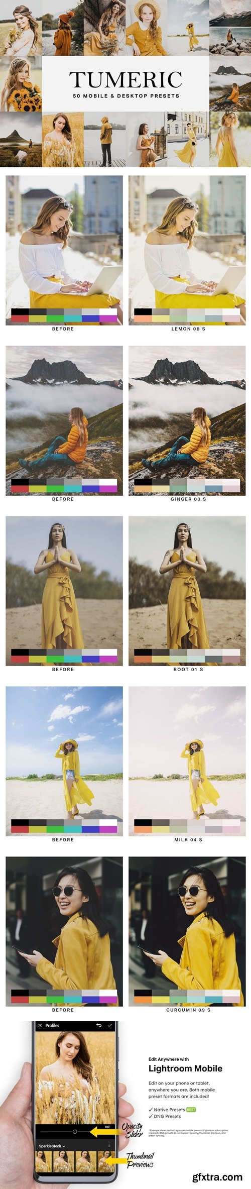 CreativeMarket - 50 Tumeric Yellow Lightroom Presets 4834012