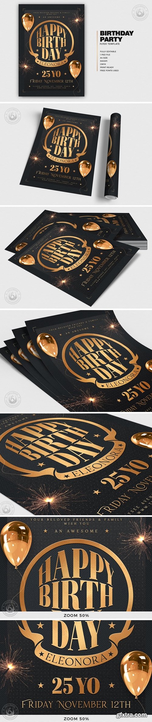 CreativeMarket - Birthday Party Flyer Template V2 4837651