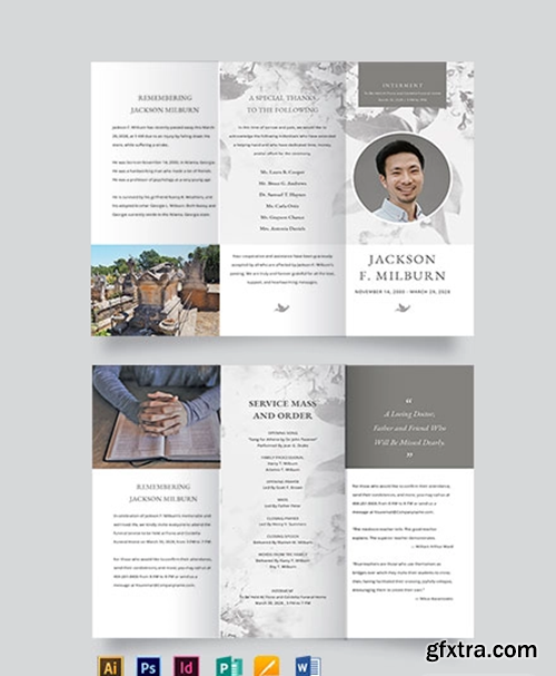 Celebration of Life Evite Funeral Tri-Fold Brochure Template » GFxtra