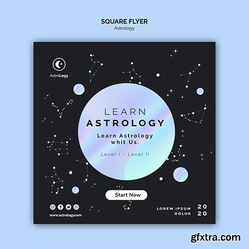 Astrology square flyer with constellation