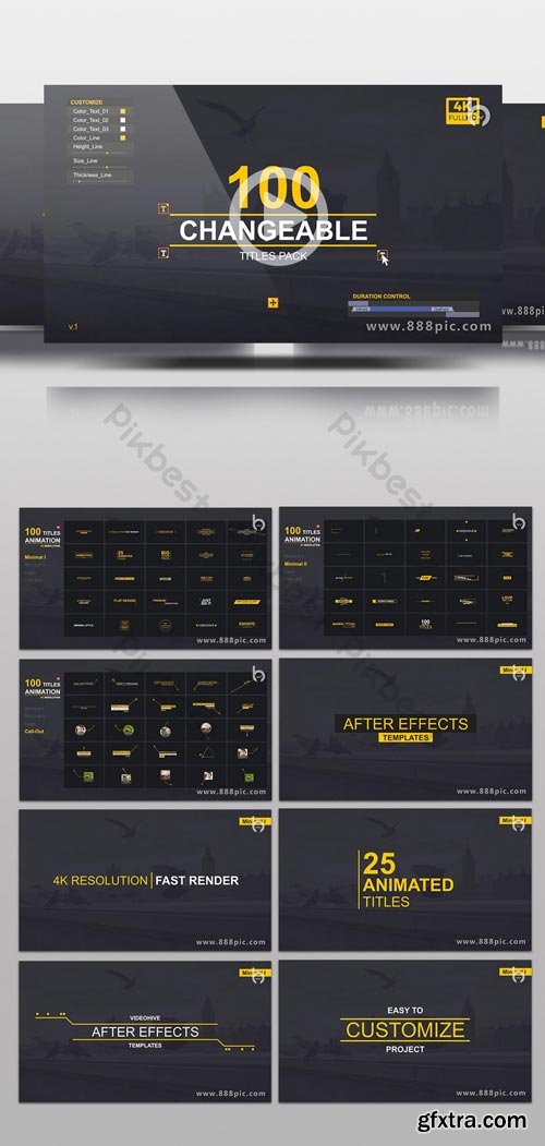 PikBest - 100 Flat Title Caption Animation Kit AE Templates - 117941