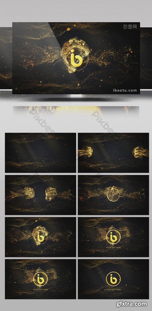 PikBest - Golden particle impact LOGO interpretation film head AE template - 1233877