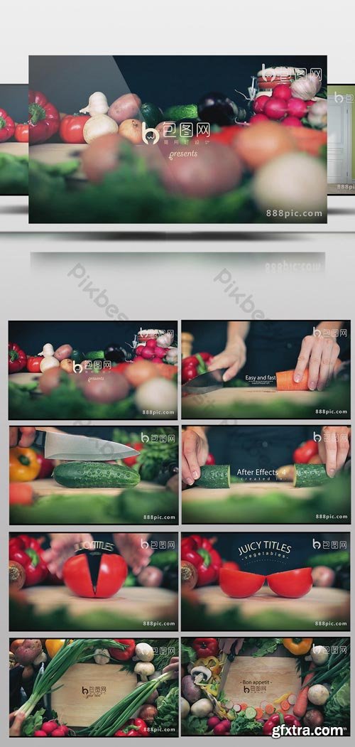 PikBest - AE template real shot kitchen vegetable composite title header - 239965