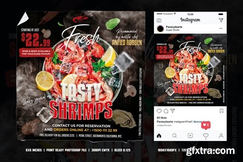 Seafood square flyer & Instagram post