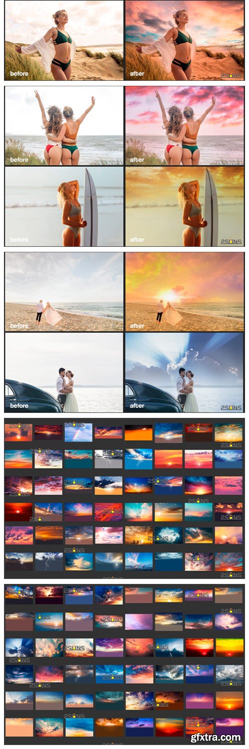 100 Sunset Sky Photo Overlays, Photoshop 3933224