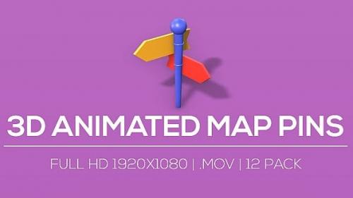 Videohive - 3D Animated Map Pins V2 - 12 Pack