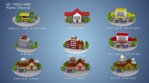 Videohive - 3D Animated Building Icon Pack 3