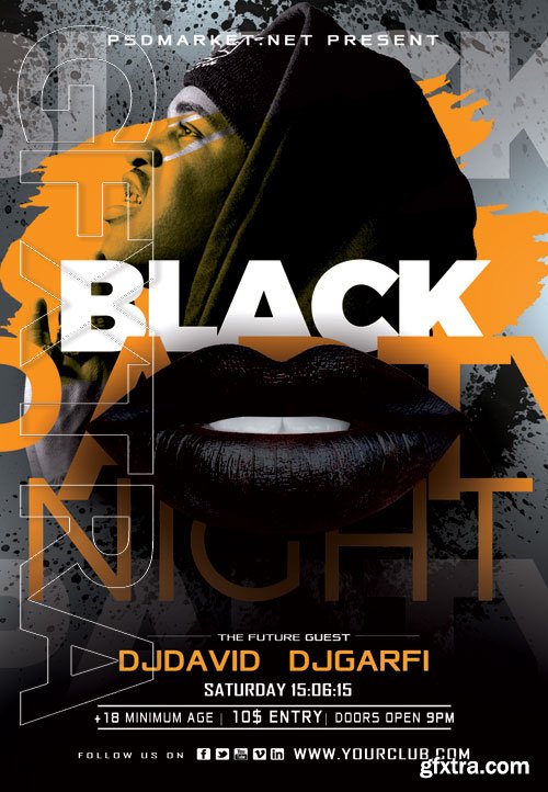 Black club night flyer - Premium flyer psd template