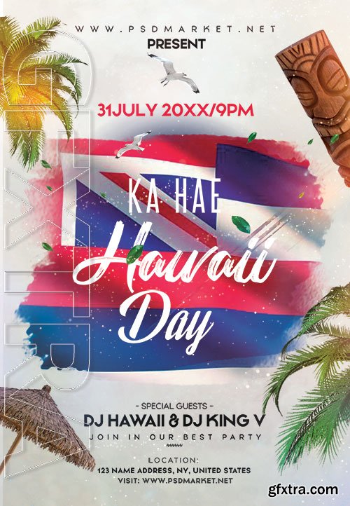 Ka hae hawaii day - Premium flyer psd template