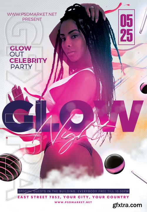 Glow party - Premium flyer psd template