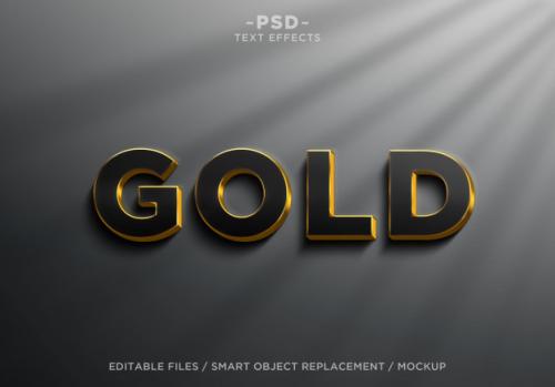 3d Realistic Black Gold Effects Editable Text Premium PSD