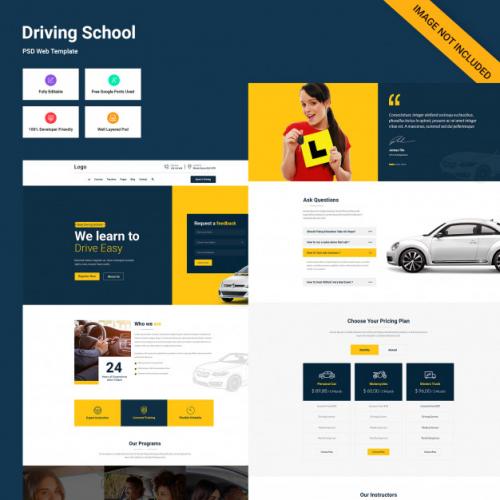 Driving School Website Template Premium PSD